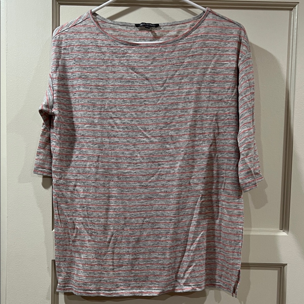 Striped Pink and Gray Women's Top
